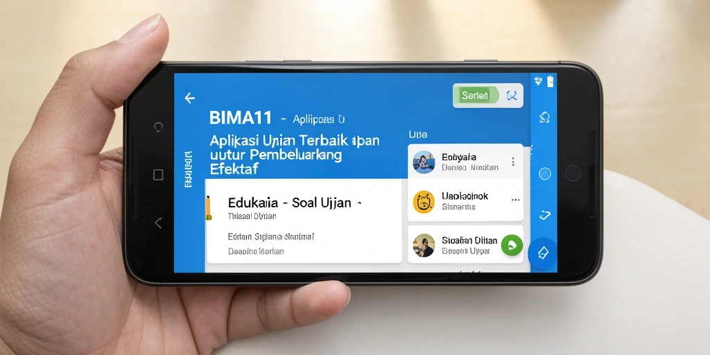 Antarmuka aplikasi BIMA11 yang interaktif untuk soal ujian.