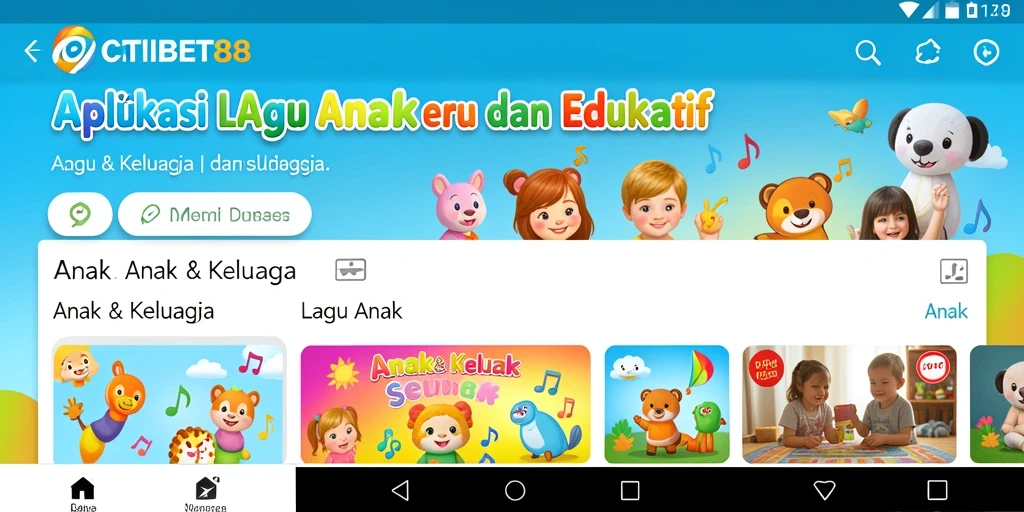 Antarmuka menyenangkan aplikasi CITIBET88 dengan pilihan lagu anak.