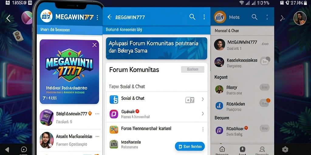 Antarmuka pengguna aplikasi Forum Komunitas MEGAWIN777 yang menarik dan fungsional.