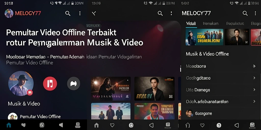 Antarmuka MELODY77 yang sederhana dan menarik untuk Pemutar Video Offline.
