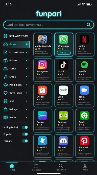 Funpari - Pusat Akses Aplikasi Populer & Kanal Uji Terbaik